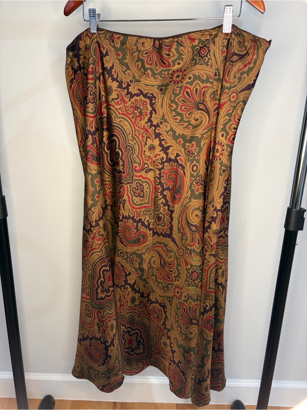 Lauren Ralph Lauren Paisley Midi Skirt in Olive, Burgundy and Gold